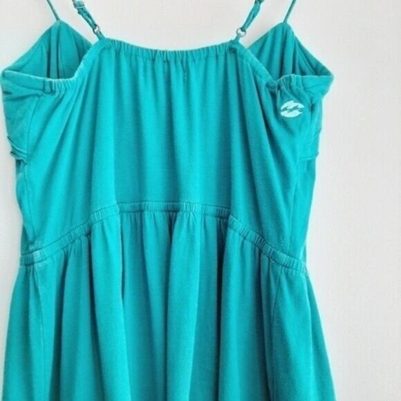 BILLABONG Tank Top Tunic Ruffle Neckline Blue Sz M Flawed - Picture 6 of 9